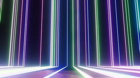 3d illustration abstract patterns of glowing lines on black background 스톡 일러스트