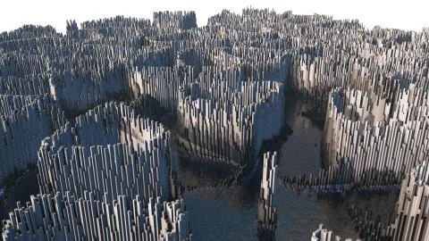 3D illustration of abstract render structure made of millions columns イラスト素材
