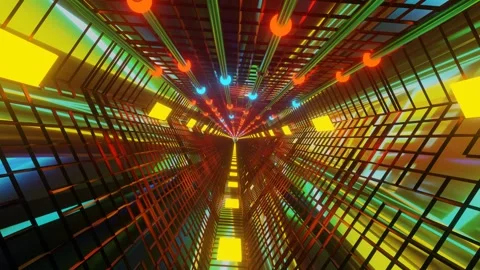 3D illustration abstract of a rotating triangle-shape infinite tunnel with green Stock Footage 259633888