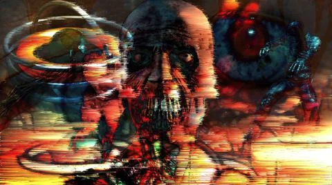 3d illustration - Abstract Screen Digital Pixel Sorting Stock Illustration