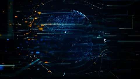 3d illustration of abstract sphere shape of glowing circles and particles . G Stock Illustration