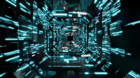 3d illustration of abstract technological tunnel design. Stockillustratie