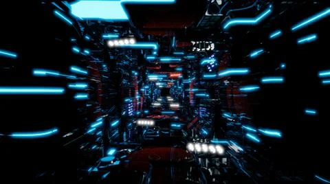 3d illustration of abstract technological tunnel design. Stockillustratie
