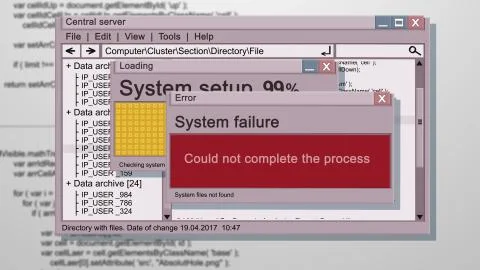 3d illustration of an abstract windows system failure illustration of a holog Illustrazione stock