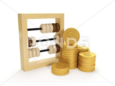 3d illustration: accounting. the accounts and the group of money on a white b Stock Illustration
