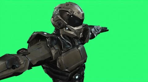 3d illustration - Advanced  Bionic Robot  On green screen Background Stock Illustration