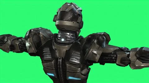 3d illustration - Advanced  Bionic Robot  On green screen Background Stock Illustration