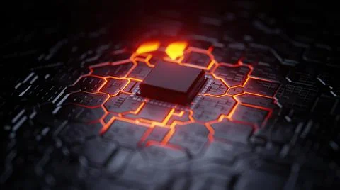 3d illustration - Advanced Technology Concept Visualization. Circuit Board CP Illustrazione stock