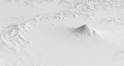 3D illustration of an aerial view of Mount Fuji, Japan. Stockillustratie