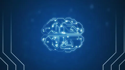 3d illustration of AI, deep learning modern computer technologies concepts. 스톡 일러스트