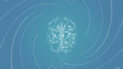 3d illustration of AI, deep learning modern computer technologies concepts. Stock Illustration