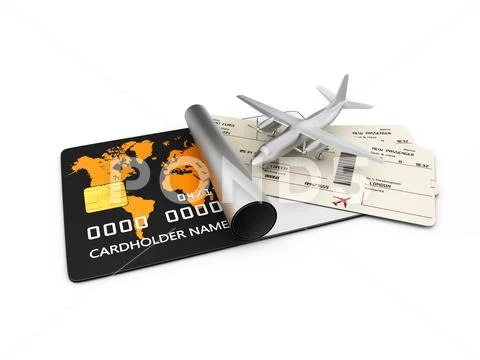 3d illustration of airline boarding pass tickets. Isolated on white backgroun Stock Illustration