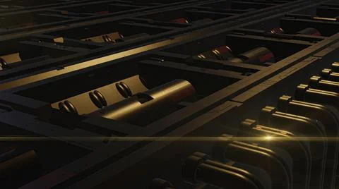 3d illustration - alien sci-fi city with optical flares Stock Illustration