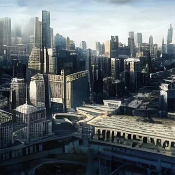 3d illustration - alien sci-fi city Illustrazione stock