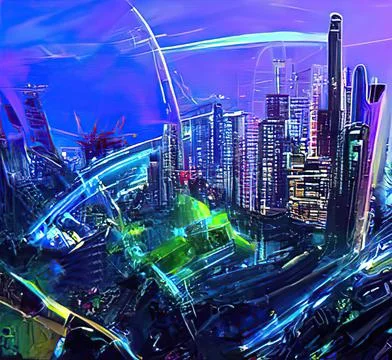 3d illustration - alien sci-fi city Stock Illustration