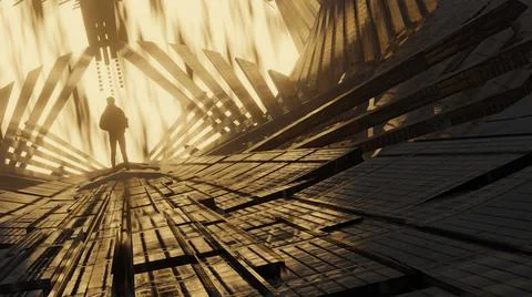 3d illustration - alien sci-fi concept of the  futuristic  interior Stock Illustration