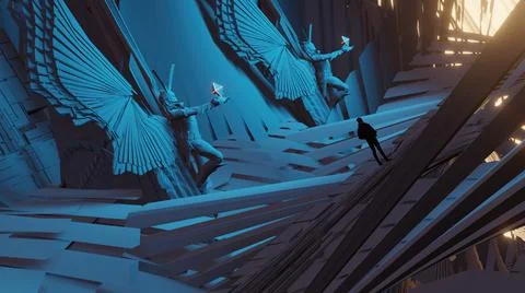 3d illustration - alien sci-fi concept of the  futuristic  interior Stock Illustration