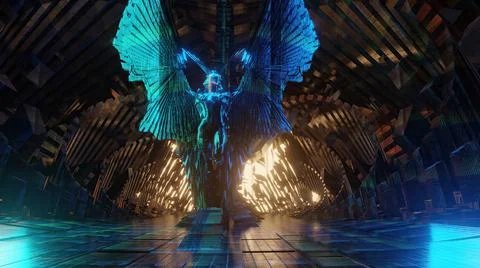 3d illustration - alien sci-fi city with optical flares. Stock Illustration