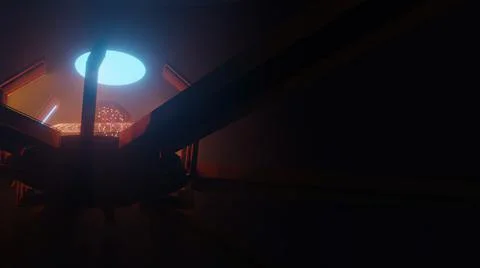 3d illustration - alien sci-fi concept of the futuristic interior Stock Illustration