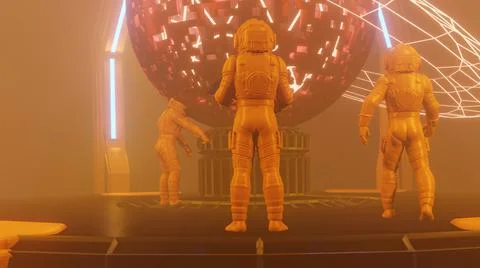 3d illustration - alien sci-fi concept of the futuristic interior Stock Illustration