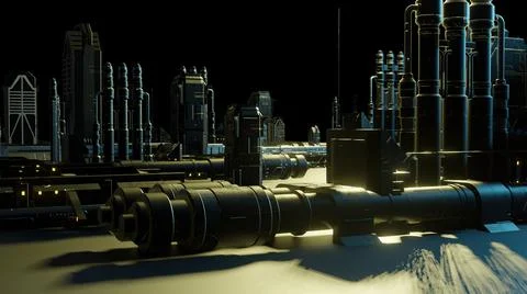 3d illustration - alien sci-fi city Stock Illustration