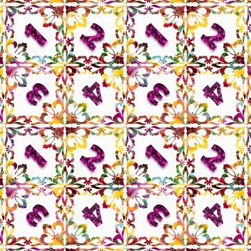 3d illustration of alphabets counting letters pattern texture glitter Illustrazione stock