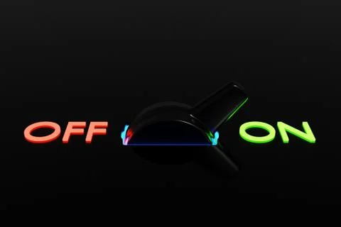 3d illustration of on and off toggle switch buttons with ON and OFF lettering Stock Illustration