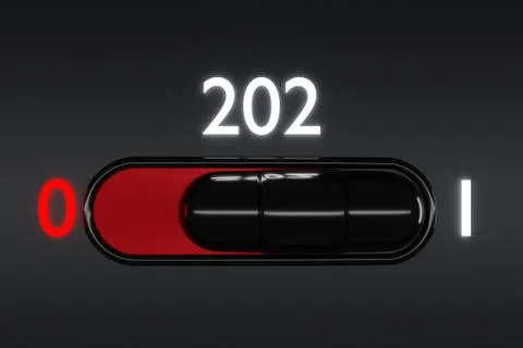 3d illustration of on and off toggle switch buttons with 1 and 2 lettering,   Stock Photos