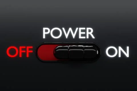 3d illustration of on and off toggle switch buttons with 1 and 2 lettering,   Stock Photos