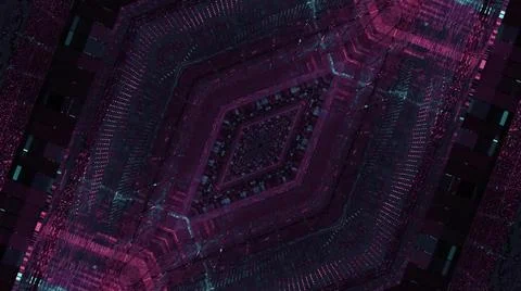 3D illustration of an angular rhombus shaped kaleidoscopic pattern enlightened Stockillustratie