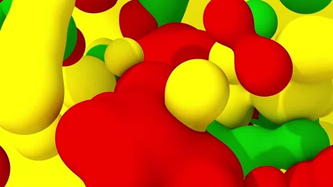 3D illustration animation of pulsating drops of colors Stock Footage 151363214