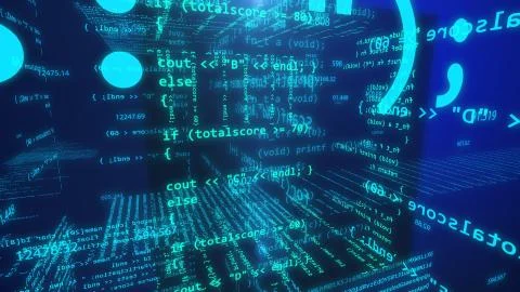 3d illustration of Application software programming source code. Open source  Stock Illustration