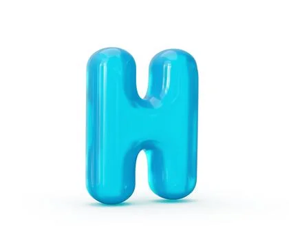 3d illustration of Aqua Blue jelly H letter isolated on white background Stock Photos