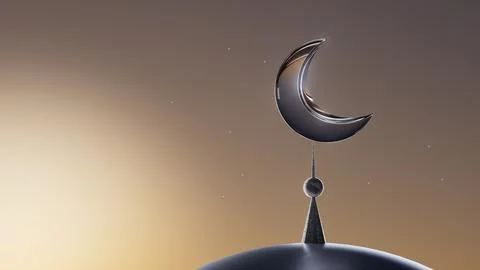 3d illustration arab mosque on the background of sunset in the desert, Ramadan Stock Illustration