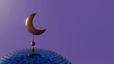 3d illustration arab mosque on the violet background Ramadan concept Stock Illustration