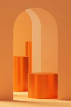 3D illustration of arches and an empty platform for a product Stock Illustration