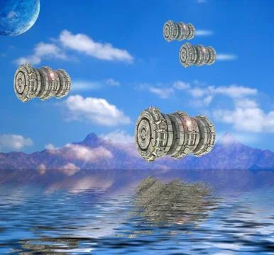 3D illustration artwork of virtual scenery Stock Illustration