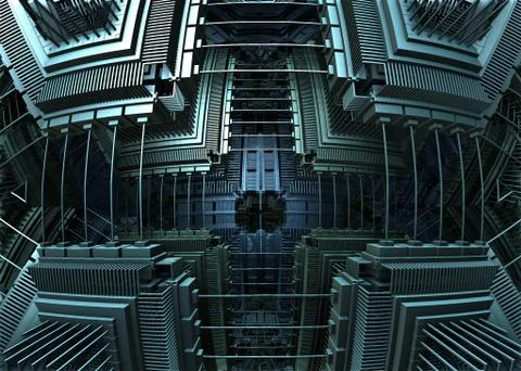 3D illustration artwork of virtual scenery Illustrazione stock