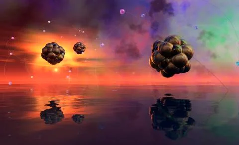 3D illustration of an atom Stock Illustration
