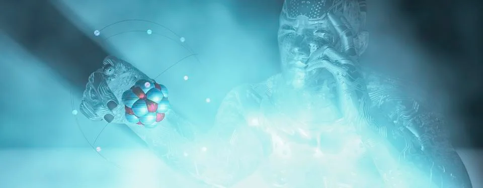 3D illustration of an atom Stock Illustration