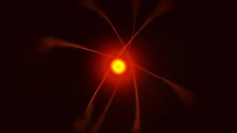 3d illustration of Atom Spinning. Science concept Stock Illustration
