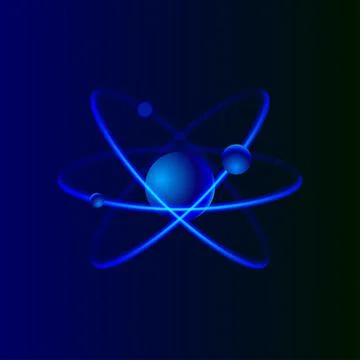 3D illustration of atom surrounded by electrons. Nuclear atom. 3d cell nucleus Illustrazione stock