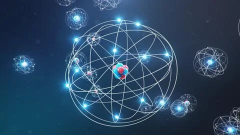 3D Illustration Atomic structure. Atom is the smallest level of matter that Stock Illustration