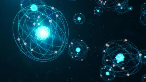 3D Illustration Atomic structure. Atom is the smallest level of matter that Illustrazione stock