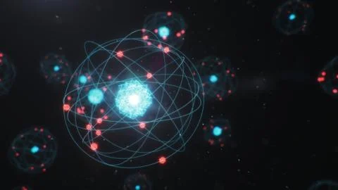 3D Illustration Atomic structure. Atom is the smallest level of matter that Illustrazione stock