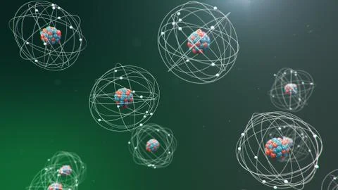 3D Illustration Atomic structure. Atom is the smallest level of matter that Stock Illustration