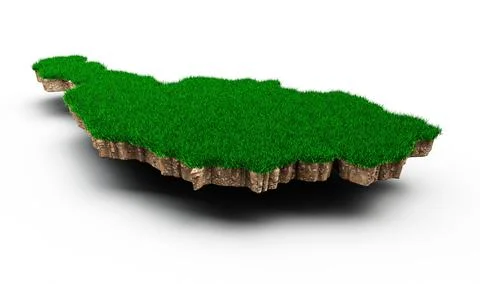 3d illustration of an Austrian map with green grass and rock ground texture 库存插图