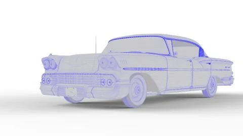 3D Illustration auto, 3D rendering polygonal mesh,  gray Stock Illustration