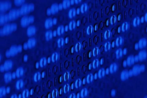 3d illustration of background in a blue matrix style. Falling random numbers. Illustrazione stock