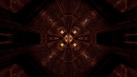 3d illustration background of dark high contast space hangar tunnekl corridor Stock Illustration